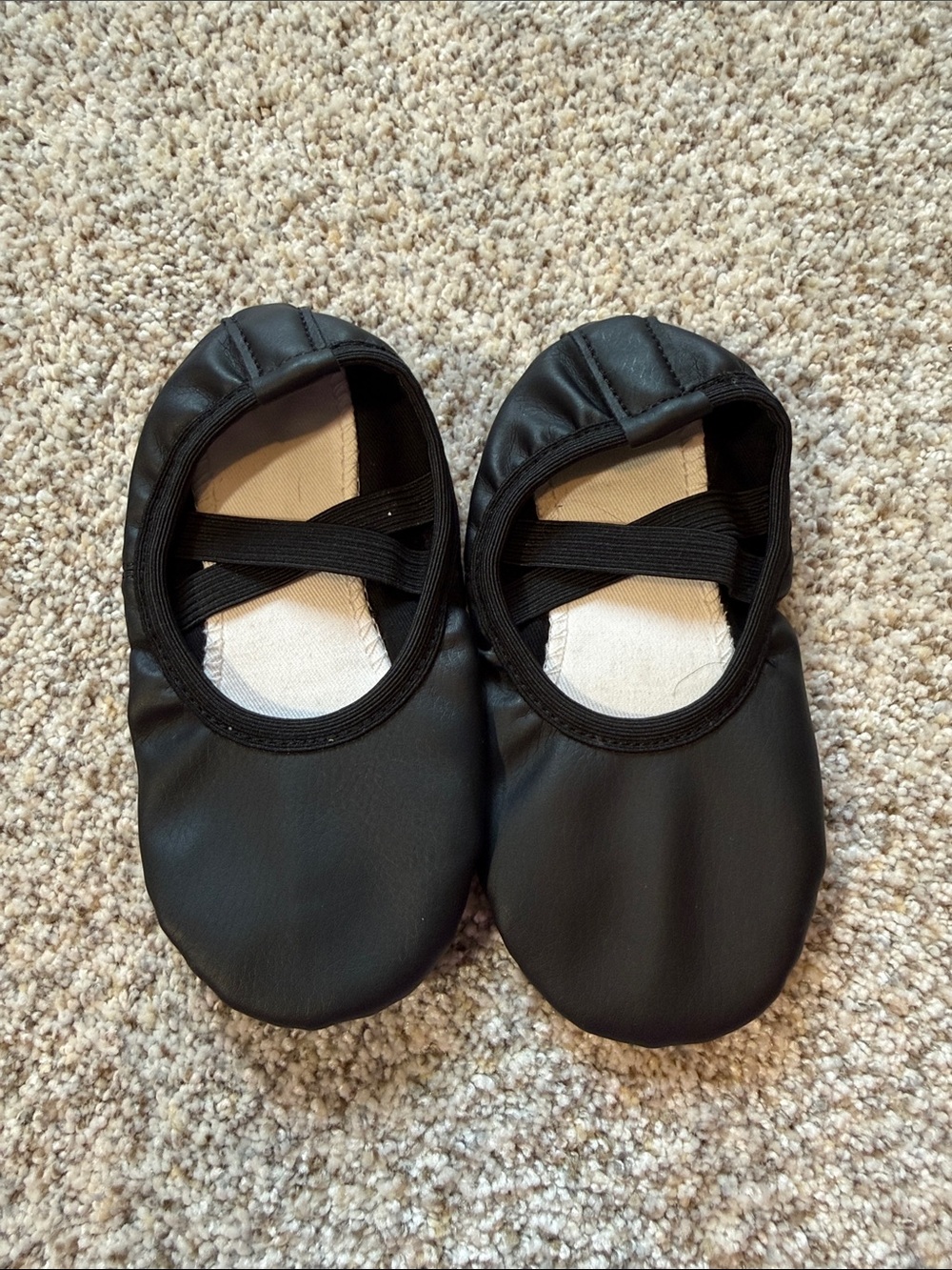 Black Stelle Dance Ballet Flats with Elastic Cross Straps
